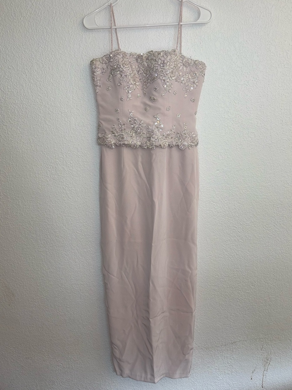 Vintage Montage by Mon Cheri Pale Pink Beaded Midi Dress